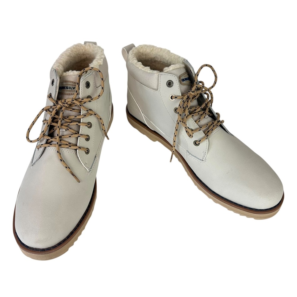 Quiksilver Boots Lace-Up Mission V Leather Winter Boots‎ Sherpa Lined Size 13